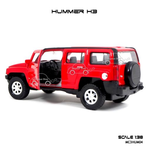 โมเดลรถเหล็ก HUMMER H3 สีแดง (1:38) ภายในรถจำลองเหมือนจริง