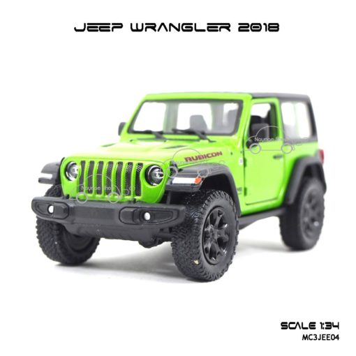 โมเดลรถ JEEP WRANGLER 2018 สีเขียว (1:34) มีลานดึงปล่อยรถวิ่งได้