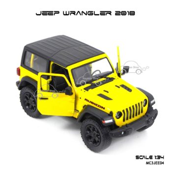 โมเดลรถ JEEP WRANGLER 2018 สีเหลือง (1:34) เปิดประตูซ้ายขวาได้