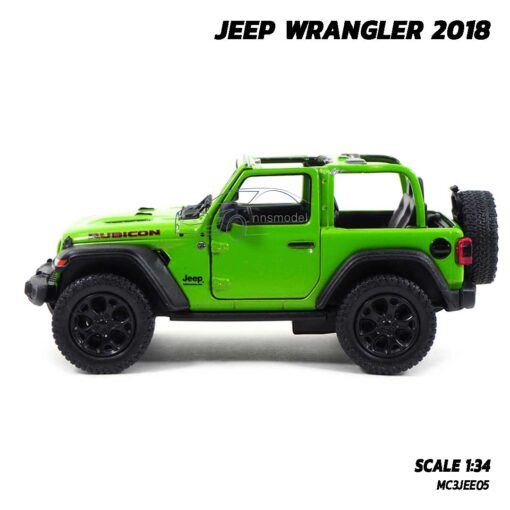 โมเดลรถ JEEP WRANGLER 2018 ไม่มีหลังคา สีเขียว รถเหล็กจำลอง พร้อมตั้งโชว์