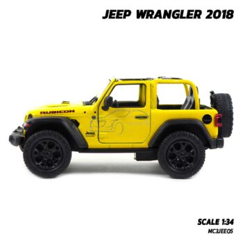 โมเดลรถ JEEP WRANGLER 2018 ไม่มีหลังคา สีเหลือง รถโมเดลจำลองเหมือนจริง พรัอมตั้งโชว์