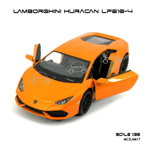 โมเดลรถ LAMBORGHINI HURACAN LP610-4 สีส้ม (1:36) เปิดประตูได้
