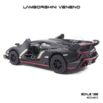 โมเดลรถเหล็ก LAMBORGHINI VENENO สีดำด้าน (1:36) ภายในรถเหมือนจริง