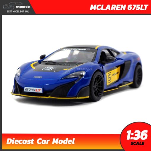 โมเดลรถ MCLAREN 675LT สีน้ำเงิน (Scale 1:36) โมเดลรถสะสม เปิดประตูปีกนกได้ Diecast Model