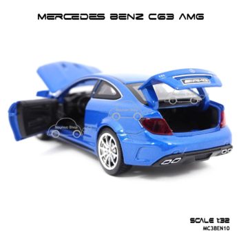 โมเดลรถเบนซ์ MERCEDES BENZ C63 AMG สีน้ำเงิน (1:32) เปิดฝากระโปรงท้ายรถได้