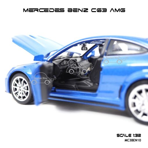 โมเดลรถเบนซ์ MERCEDES BENZ C63 AMG สีน้ำเงิน (1:32) ภายใน รถจำลองเหมือนจริง