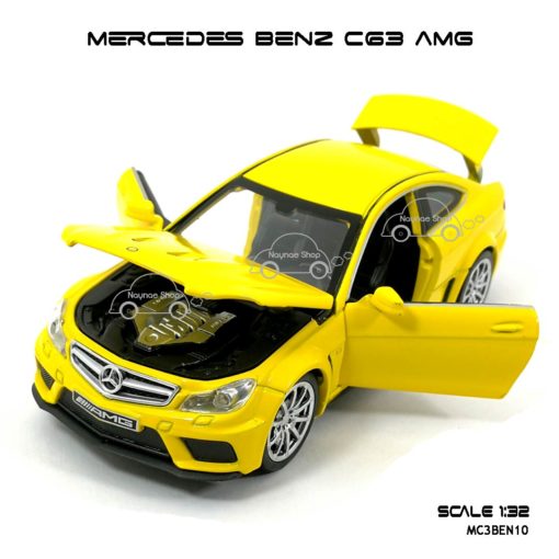 โมเดลรถเบนซ์ MERCEDES BENZ C63 AMG สีเหลือง (1:32) เปิดได้ครบ