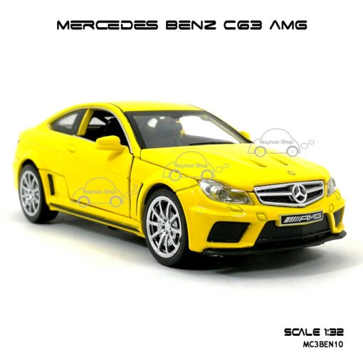 โมเดลรถเบนซ์ MERCEDES BENZ C63 AMG สีเหลือง (1:32) โมเดลรถ มีเสียงมีไฟ