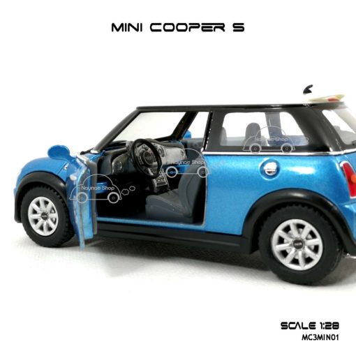 โมเดลรถ MINI COOPER S สีฟ้า (1:28) ภายในรถ เหมือนรถจริง