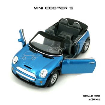 โมเดลรถ MINI COOPER S เปิดปะทุน สีฟ้า (1:28) เปิดประตูได้