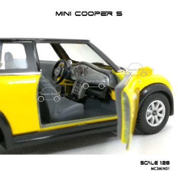 โมเดลรถ MINI COOPER S สีเหลือง (1:28) ภายในรถสวยงาม