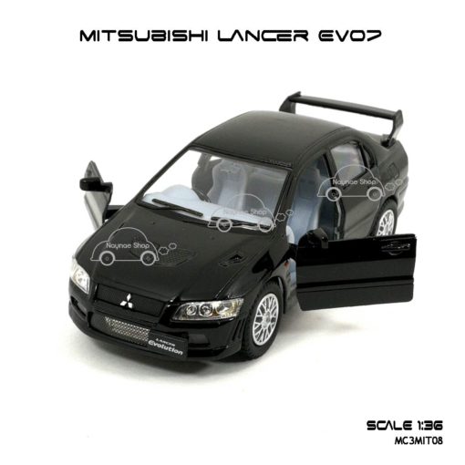 โมเดลรถเหล็ก Mitsubishi Evo7 สีดำ (1:36) รถเหล็ก เปิดประตูซ้ายขวาได้
