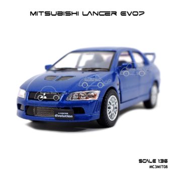 โมเดลรถเหล็ก Mitsubishi Evo7 สีน้ำเงิน (1:36) รถเหล็ก ประกอบสำเร็จ