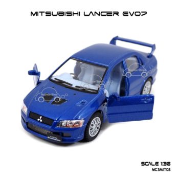 โมเดลรถเหล็ก Mitsubishi Evo7 สีน้ำเงิน (1:36) รถเหล็ก เปิดประตูซ้ายขวาได้