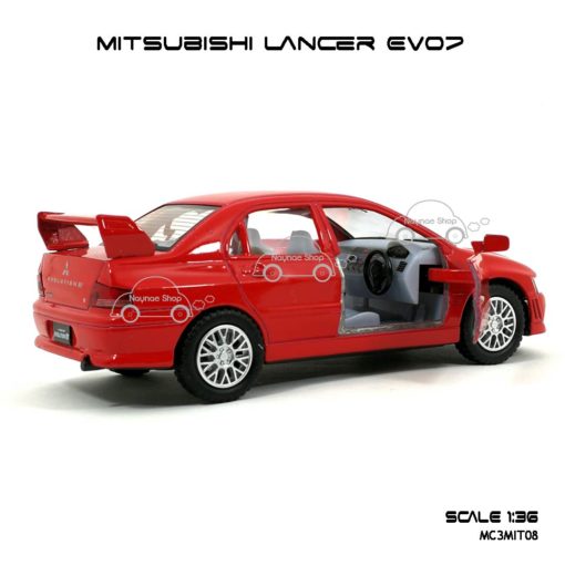 โมเดลรถเหล็ก Mitsubishi Evo7 สีแดง (1:36) ภายในรถ จำลองเหมือนจริง