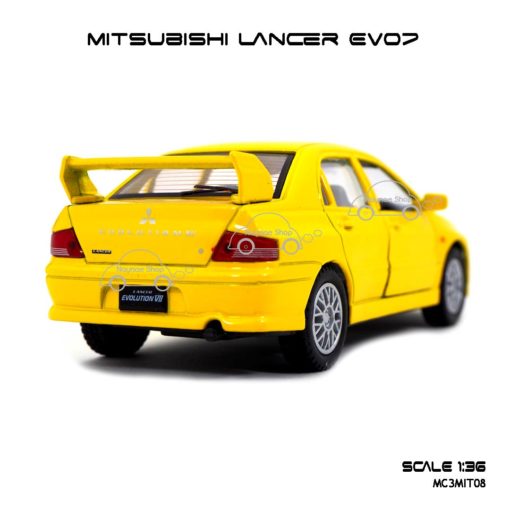 โมเดลรถเหล็ก Mitsubishi Evo7 สีเหลือง (1:36) โมเดลรถยนต์