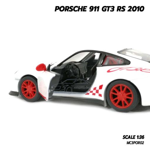 โมเดลรถ PORSCHE 911 GT3 RS 2010 สีขาว (Scale 1:36) โมเดลรถเหล็ก ภายในรถจำลองเหมือนจริง