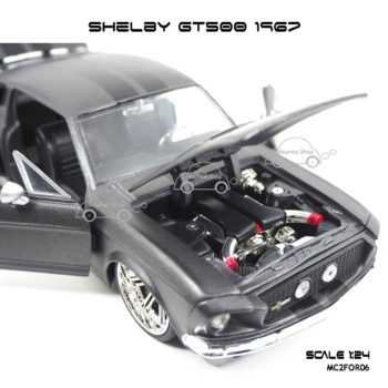 โมเดลรถ SHELBY GT500 1967 สีเทาคาดดำ (1:24) เครื่องยนต์เหมือนจริง