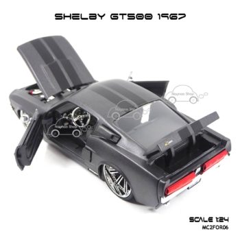 โมเดลรถ SHELBY GT500 1967 สีเทาคาดดำ (1:24) เปิดฝากระโปรงท้ายได้