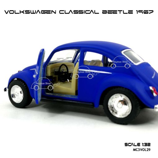 โมเดลรถ VOLKSWAGEN CLASSICAL BEETLE 1967 สีน้ำเงินด้าน (1:32) ภายในรถจำลองเหมือนจริง