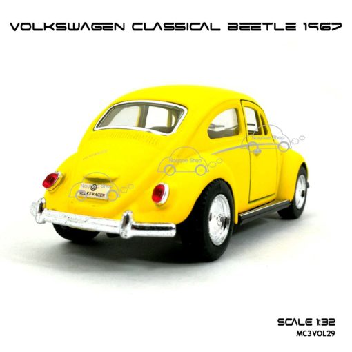 โมเดลรถ VOLKSWAGEN CLASSICAL BEETLE 1967 สีเหลืองด้าน (1:32) รถเหล็ก ของสะสม