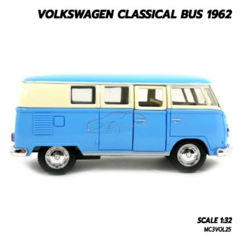 โมเดลรถ VOLKSWAGEN CLASSICAL BUS 1962 สีฟ้า (1:32) โมเดลรถเหล็ก พร้อมตั้งโชว์