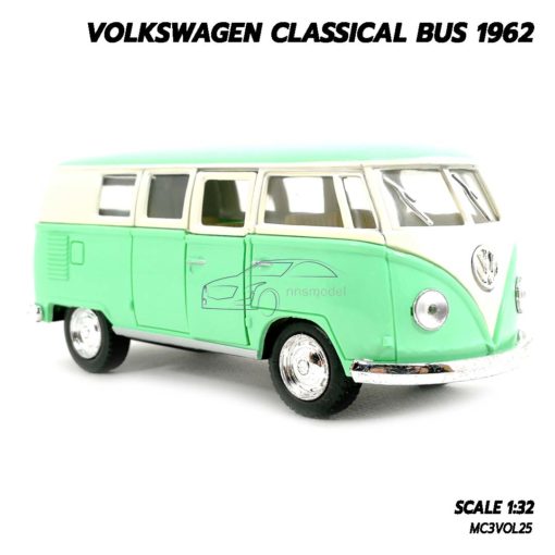 โมเดลรถ VOLKSWAGEN CLASSICAL BUS 1962 สีเขียว (1:32) โมเดลรถตู้คลาสสิค น่าสะสม
