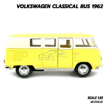 โมเดลรถ VOLKSWAGEN CLASSICAL BUS 1962 สีเหลือง (1:32) โมเดลรถคลาสสิค จำลองเหมือนจริง