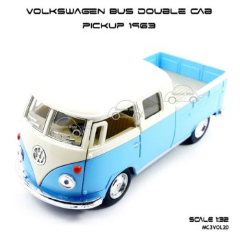 โมเดลรถ Volkswagen Bus Double Cab Pickup 1963 สีฟ้า (1:34)