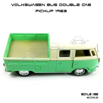 โมเดลรถ Volkswagen Bus Double Cab Pickup 1963 สีเขียว (1:34) รถเหล็ก ราคาถูก