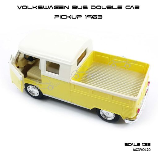 โมเดลรถ Volkswagen Bus Double Cab Pickup 1963 สีเหลือง (1:34) โมเดลรถ สะพานเหล็ก