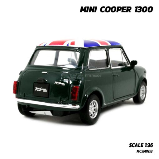 โมเดลรถ มินิคูเปอร์ Mini Cooper 1300 สีเขียว (Scale 1:36) โมเดลรถเหล็ก พร้อมตั้งโชว์