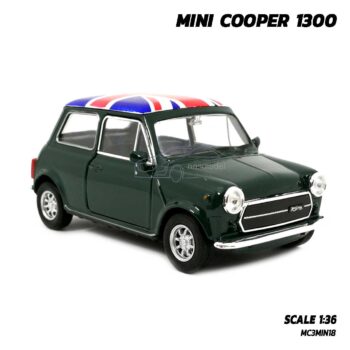 โมเดลรถ มินิคูเปอร์ Mini Cooper 1300 สีเขียว (Scale 1:36) โมเดลรถเหล็ก มีลานวิ่งได้