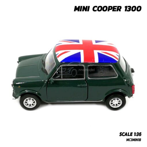 โมเดลรถ มินิคูเปอร์ Mini Cooper 1300 สีเขียว (Scale 1:36) โมเดลรถเหล็ก จำลองสมจริง
