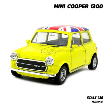โมเดลรถ มินิคูเปอร์ Mini Cooper 1300 สีเหลือง (Scale 1:36) โมเดลรถเหล็ก จำลองสมจริง Kinsmart