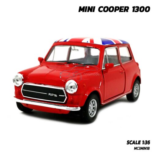 โมเดลรถ มินิคูเปอร์ Mini Cooper 1300 สีแดง (Scale 1:36) โมเดลรถเหล็ก จำลองสมจริง Kinsmart