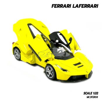 โมเดลรถ เฟอร์รารี่ Ferrari Laferrari สีเหลือง (Scale 1:32) โมเดลรถสปอร์ต เปิดประตูปีกนกได้