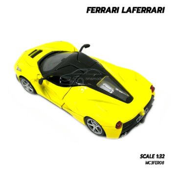 โมเดลรถ เฟอร์รารี่ Ferrari Laferrari สีเหลือง (Scale 1:32) โมเดลรถเหล็ก เปิดประตูปีกนกได้ พร้อมตั้งโชว์