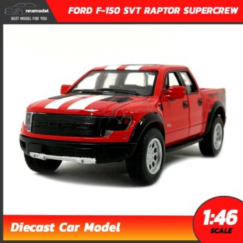 โมเดลรถกระบะ ฟอร์ด FORD RAPTOR SUPERCREW สีแดง คาดลาย โมเดลประกอบสำเร็จ Diecast Model