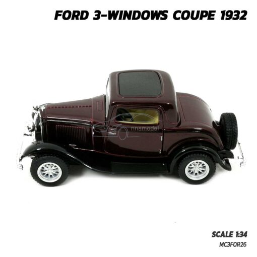 โมเดลรถคลาสสิค FORD 3-WINDOWS COUPE 1932 สีน้ำตาล (Scale 1:32) โมเดลรถโบราณ ประกอบสำเร็จ