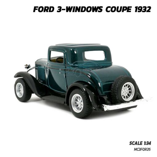 โมเดลรถคลาสสิค FORD 3-WINDOWS COUPE 1932 สีเขียว (Scale 1:32) โมเดลรถสะสม Kinsmart
