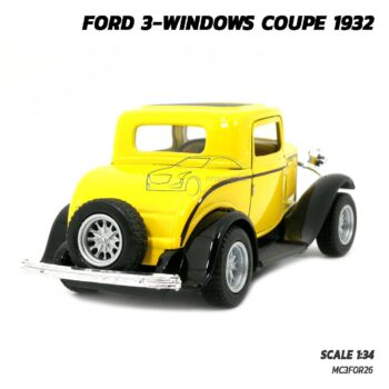 โมเดลรถคลาสสิค FORD 3-WINDOWS COUPE 1932 สีเหลือง (Scale 1:34) รถโมเดล ประกอบสำเร็จ มีลานวิ่งได้