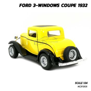 โมเดลรถคลาสสิค FORD 3-WINDOWS COUPE 1932 สีเหลือง (Scale 1:34) รถโมเดล ประกอบสำเร็จ พร้อมตั้งโชว์