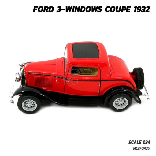 โมเดลรถคลาสสิค FORD 3-WINDOWS COUPE 1932 สีแดง (Scale 1:32) โมเดลรถโบราณ ประกอบสำเร็จ พร้อมตั้งโชว์