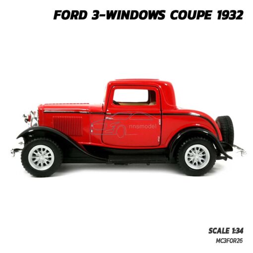 โมเดลรถคลาสสิค FORD 3-WINDOWS COUPE 1932 สีแดง (Scale 1:32) โมเดลรถโบราณ ประกอบสำเร็จ Diecast Model