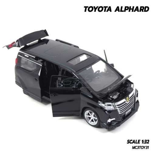 โมเดลรถตู้ TOYOTA ALPHARD สีดำ (1:32) โมเดลรถเหล็ก เปิดได้ครบ