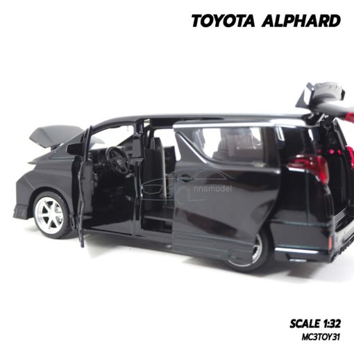 โมเดลรถตู้ TOYOTA ALPHARD สีดำ (1:32) โมเดลรถเหล็ก ภายในรถจำลองสมจริง