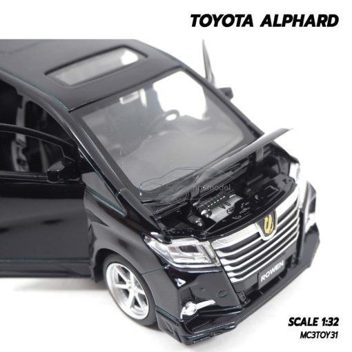 โมเดลรถตู้ TOYOTA ALPHARD สีดำ (1:32) เปิดฝากระโปรงหน้าได้ เครื่องยนต์เหมือนจริง