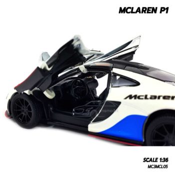 โมเดลรถสปอร์ต MCLAREN P1 สีขาว (Scale 1:36) โมเดลรถเหล็ก ภายในรถสมจริง