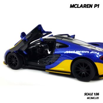 โมเดลรถสปอร์ต McLAREN P1 สีน้ำเงิน (Scale 1:36) รถเหล็กโมเดล ภายในรถจำลองสมจริง
